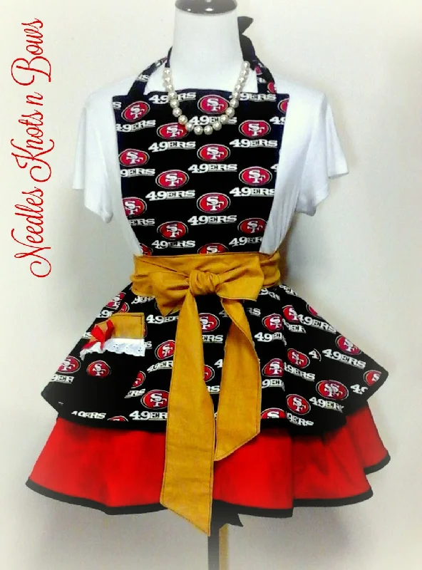 San Francisco 49ers Apron, Women’s Forty Niners Football Apron, Aprons