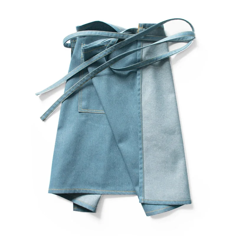 Blue Denim Waist Apron Barista Bartender Waiter Waitress BBQ Pastry Chef Catering Uniform Black Florist Gardener Workwear