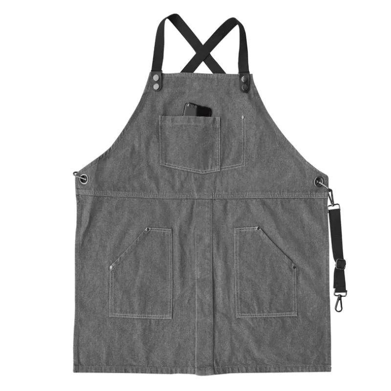 Cross-back Denim Apron Barista Cafe Bartender Pastry Chef Uniform Restaurant Bistro Florist Painter Ceramic Artist Workwear