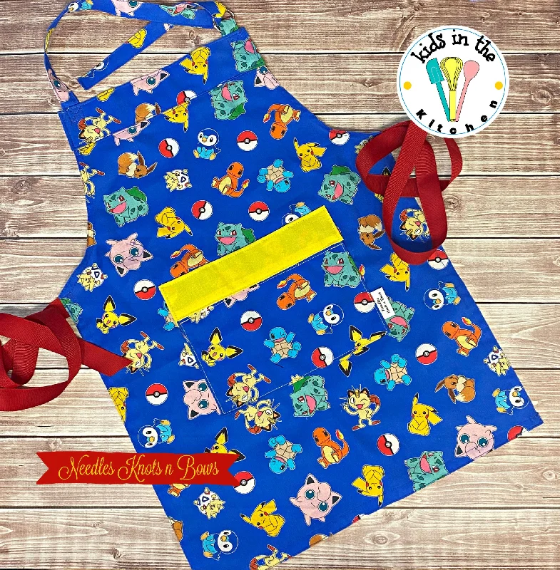 Kids Pokemon Apron with Pocket, Childrens Apron