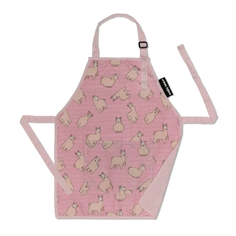 Little Helper Kids Apron, Washable Cotton/Poly - Llamas