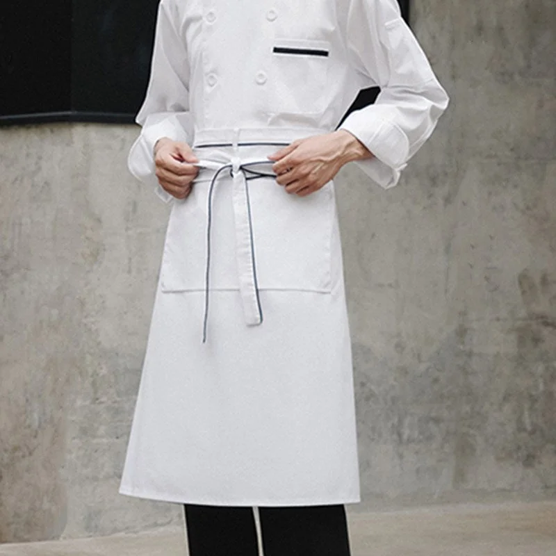 Polyester Cotton Waist Apron Black Barista Bartender Waiter Cafe Pastry Chef Uniform White Restaurant Waitress Kitchen Work Wear