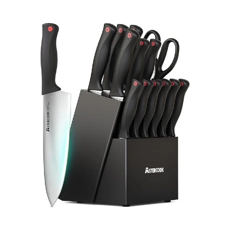 15-Piece Astercook High Carbon Stainless Steel Kitchen Knife Set