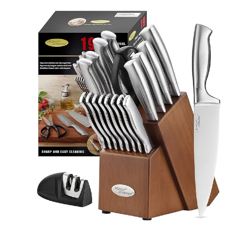 19-Piece Marco Almond Hollow Handle Kitchen Knife Block Sets