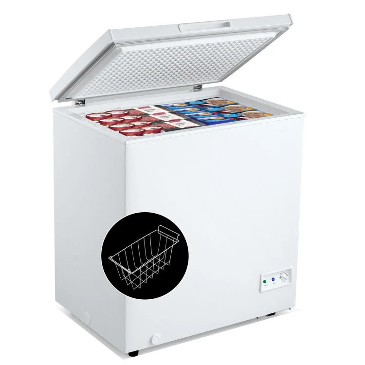 Compact Chest Freezer with Removable Storage Basket