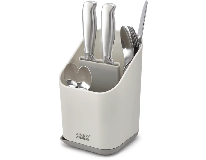 Joseph Joseph Duo Kitchen Sink Cutlery Drainer with Knife Slot, Kitchen Sink Drying Rack Cutlery Organiser, Grey