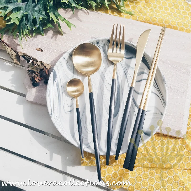 [RESTOCKED] Lux Gold Black Stainless Steel SS304 Cutlery