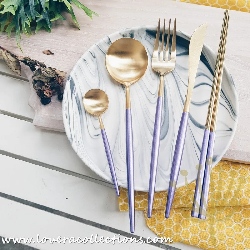 *40% CLEARANCE SALE* Lux Gold Purple Stainless Steel SS304 Cutlery