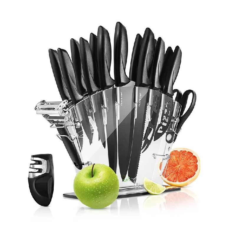 17-Piece Kitchen Precision Knives Set - Versatile Stainless Steel Knife Set With Blockstand , Ideal For Cutting, Slicing, Chopping, And Dicing