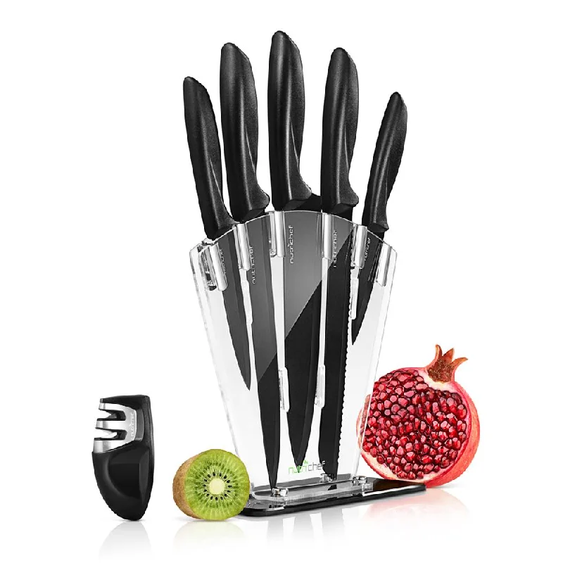 7-Piece Kitchen Precision Knives Set - Versatile Stainless Steel Knife Set With Block Stand , Ideal For Cutting, Slicing, Chopping, And Dicing