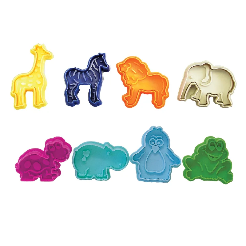 R&M International 8 Piece Party Animals Cookie Stamper Set, 2-Inch