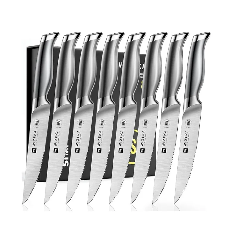 Set of 8 German Stainless Steel Serrated Straight Edge Steak Knife Set