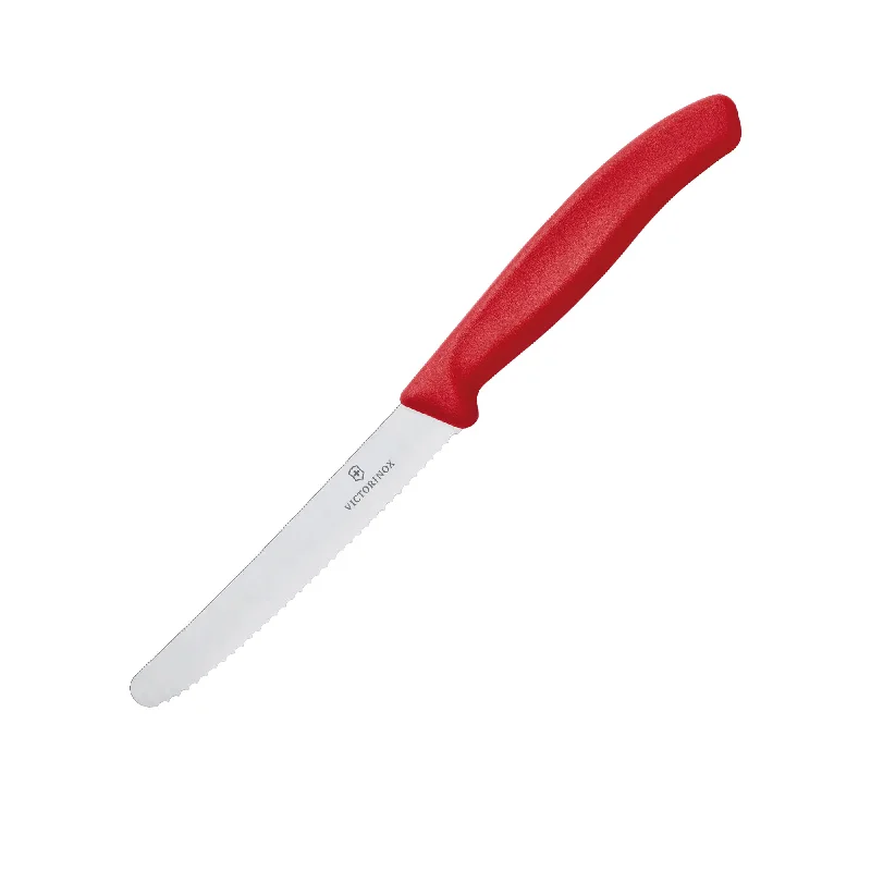 Victorinox Steak and Tomato Knife Round Tip Wavy Edge 11cm in Red