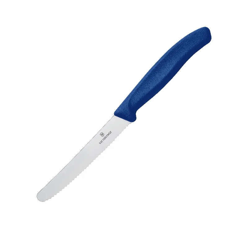 Victorinox Steak and Tomato Knife Round Tip Wavy Edge 11cm in Blue