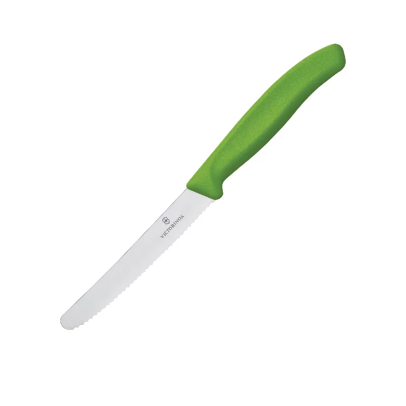 Victorinox Steak and Tomato Knife Round Tip Wavy Edge 11cm Green