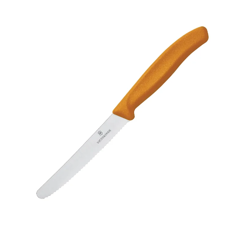 Victorinox Steak and Tomato Knife Round Tip Wavy Edge 11cm Orange