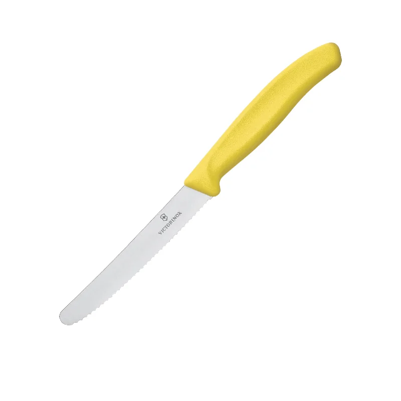 Victorinox Steak and Tomato Knife Round Tip Wavy Edge 11cm Yellow