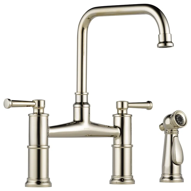 Artesso High Arc Two Handle Widespread Bridge Kitchen Faucet with Sprayer and Lever Handles