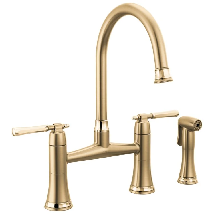 Kitchen Faucet Tulham 8 Inch Spread 2 Lever ADA Brilliance Luxe Gold/Brilliance Polished Gold 1.8 Gallons per Minute