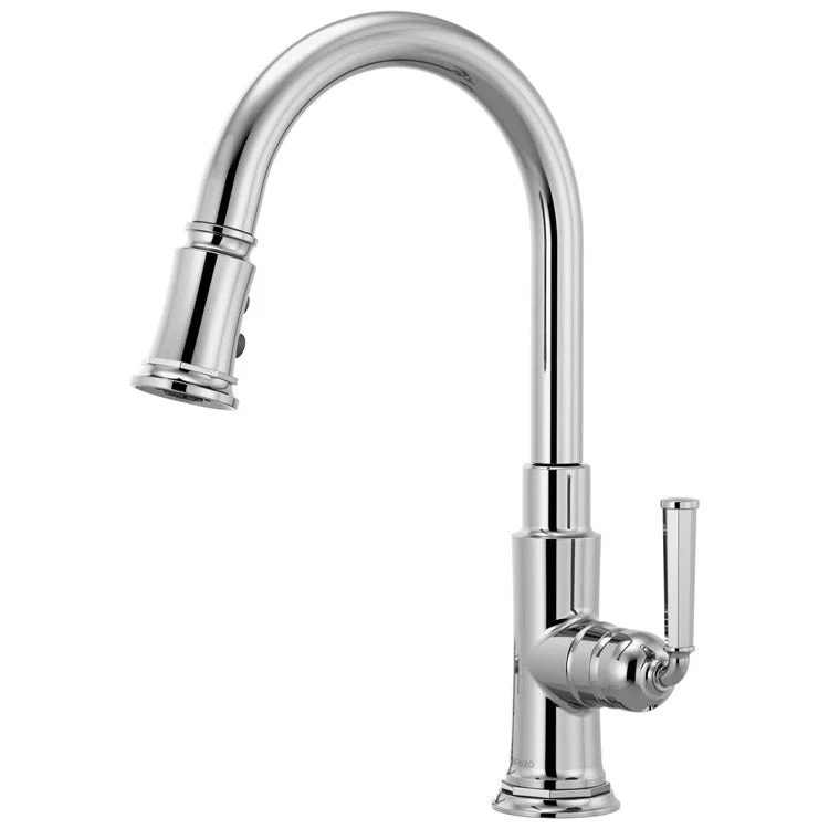 Kitchen Faucet Rook 1 Lever ADA Polished Chrome Pull Down 2 Function Handspray 1.8 Gallons per Minute