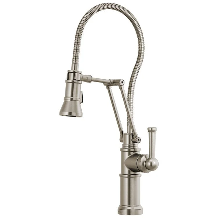 Kitchen Faucet Artesso with Finished Hose 1 Lever ADA Brilliance Stainless Pull Down 2 Function Handspray 1.8 Gallons per Minute