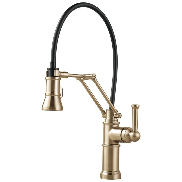 Kitchen Faucet Artesso with Semi-Flexible Hose 1 Lever ADA Brilliance Luxe Gold Pull Down 2 Function Handspray 1.8 Gallons per Minute