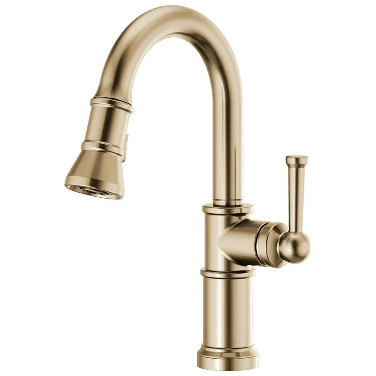 Prep Faucet Artesso 1 Lever ADA Brilliance Luxe Gold Pull Down 2 Function Wand Aerated Stream/Spray 360 Degree Swivel