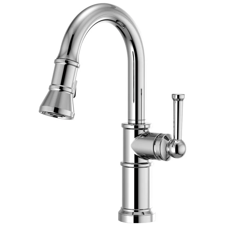 Prep Faucet Artesso 1 Lever ADA Polished Chrome Pull Down 2 Function Wand Aerated Stream/Spray 360 Degree Swivel