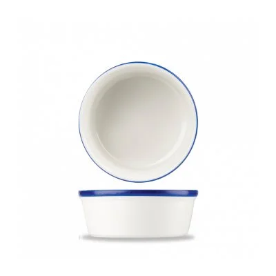 Churchill Retro Blue 6.9 Oz Ramekin, White 24 /Case - WHBBLRKN1