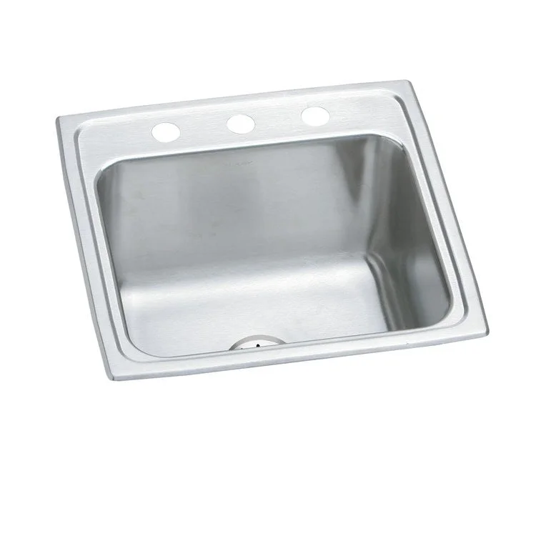 Laundry Sink Lustertone Classic 19.5 x 19 Inch Single Bowl Perfect Drain 3 Hole Lustrous Satin Drop-In