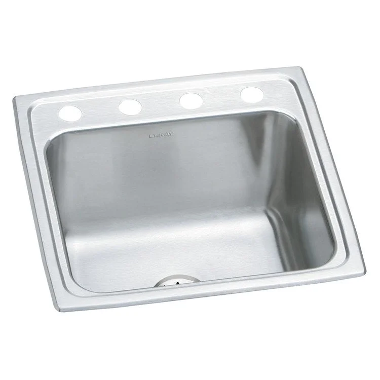 Laundry Sink Lustertone Classic 19.5 x 19 Inch Single Bowl Perfect Drain OS4 Hole Lustrous Satin Drop-In