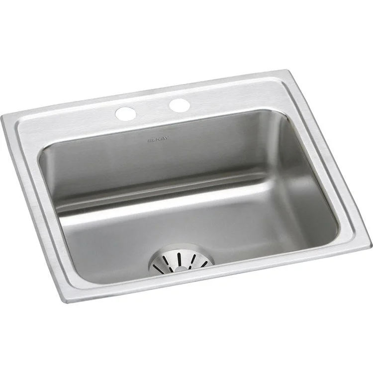 Kitchen Sink Lustertone Classic 22 x 19.5 Inch Single Bowl with Perfect Drain 2 Hole Lustrous Satin Drop-In