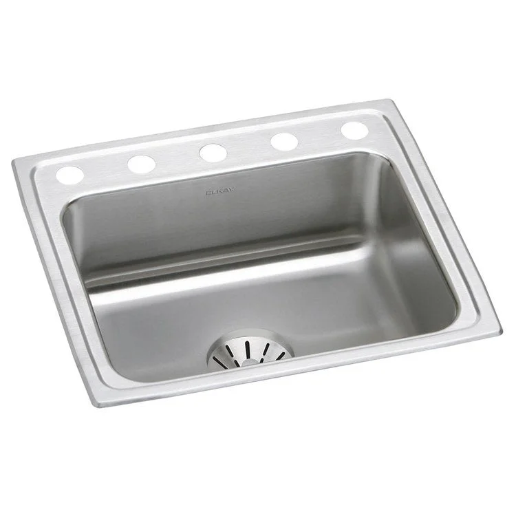 Kitchen Sink Lustertone Classic 22 x 19.5 Inch Single Bowl with Perfect Drain 5 Hole Lustrous Satin Drop-In