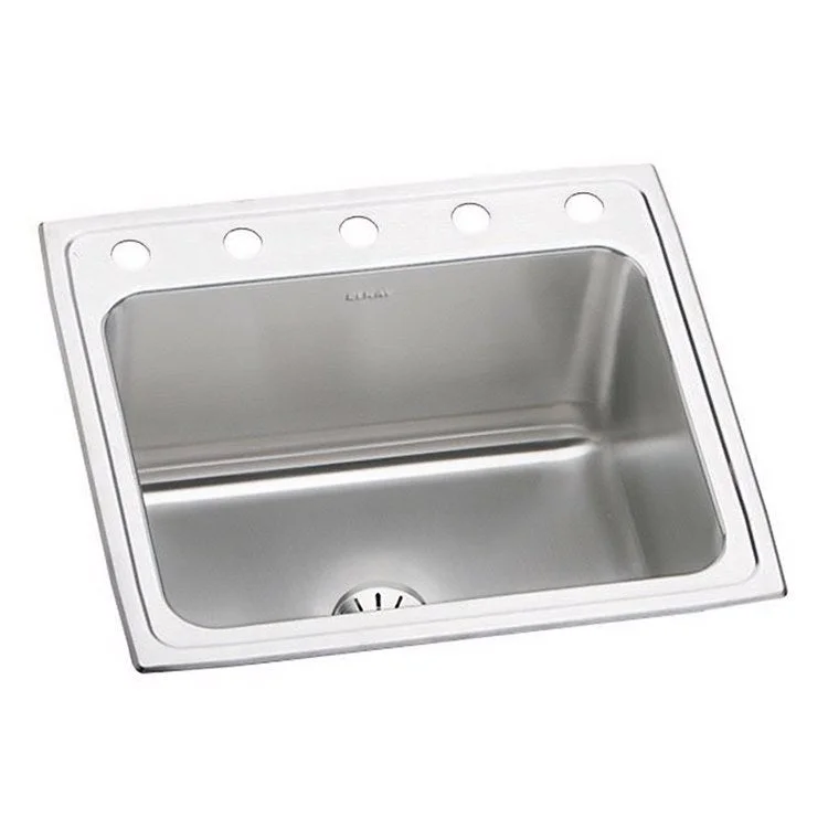 Kitchen Sink Lustertone Classic 25 x 22 Inch Single Bowl with Perfect Drain 5 Hole Lustrous Satin Drop-In