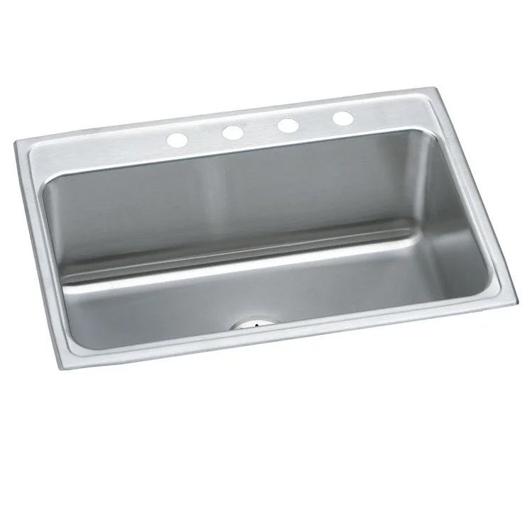 Kitchen Sink Lustertone Classic 31 x 22 Inch Single Bowl with Perfect Drain 4 Hole Lustrous Satin Drop-In 11-5/8 Inch