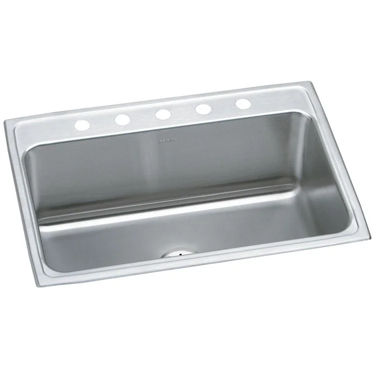 Kitchen Sink Lustertone Classic 31 x 22 Inch Single Bowl with Perfect Drain 5 Hole Lustrous Satin Drop-In 11-5/8 Inch