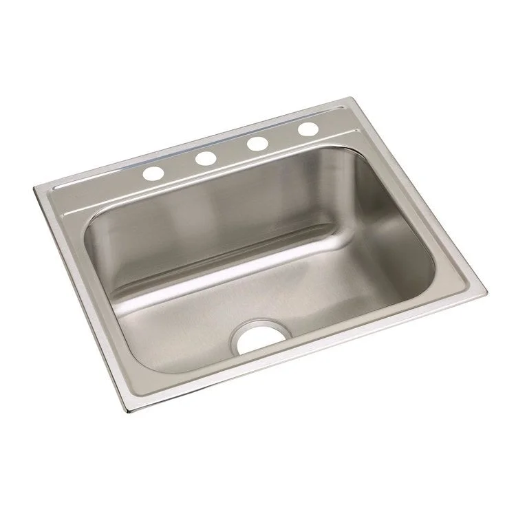 Kitchen Sink Dayton 25 x 22 Inch Single Bowl 5 Hole Premium Highlighted Satin Top Mount