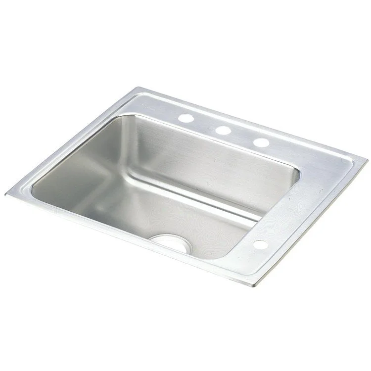 Classroom Sink Lustertone 22 x 19.5 Inch Single Bowl ADA Right 2 Hole Lustrous Satin Drop-In Minimum Cabinet Size 27 Inch 6-1/2 Inch 18 Gauge Bottom Only Pads 64090012 Mounting Hardware Included for Countertops Up to 3/4IN