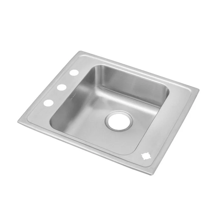 Classroom Sink Lustertone 25 x 22 Inch Single Bowl ADA 2 Hole Lustrous Satin Drop-In Minimum Cabinet Size 30 Inch 4 Inch 18 Gauge Bottom Only Pads 64090012 Mounting Hardware Included for Countertops Up to 3/4IN