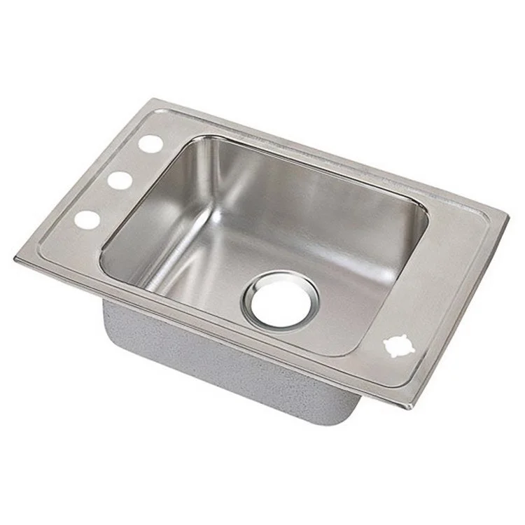 Classroom Sink Lustertone 25 x 17 Inch Single Bowl ADA 4 Hole Lustrous Satin Drop-In Minimum Cabinet Size 30 Inch 6-1/2 Inch Quick Clip Mounting System 18 Gauge Bottom Only Pads Mounting Hardware Included for Up to 3/4IN Countertop