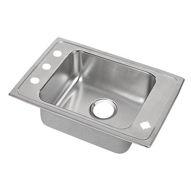 Classroom Sink Lustertone 31 x 19.5 Inch Single Bowl ADA 4 Hole Lustrous Satin Drop-In Minimum Cabinet Size 36 Inch 4 Inch Quick Clip Mounting System 18 Gauge Bottom Only Pads Mounting Hardware Included for Up to 3/4IN Countertop