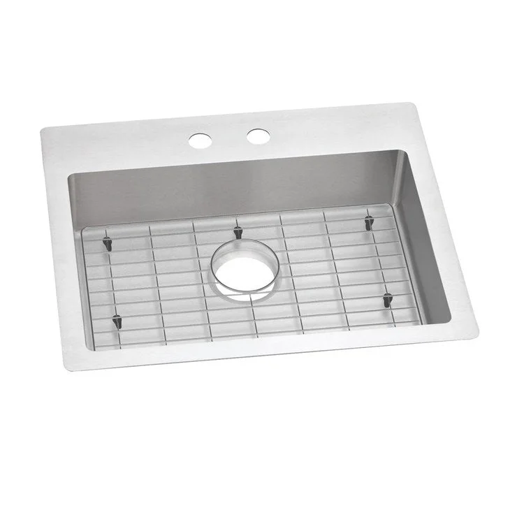 Kitchen Sink Crosstown 25 x 22 Inch Single Bowl 2 Hole ADA Polished Satin Drop-In Undermount Rectangle Drain Location Rear Center Depth 6 Inch Sound Guard