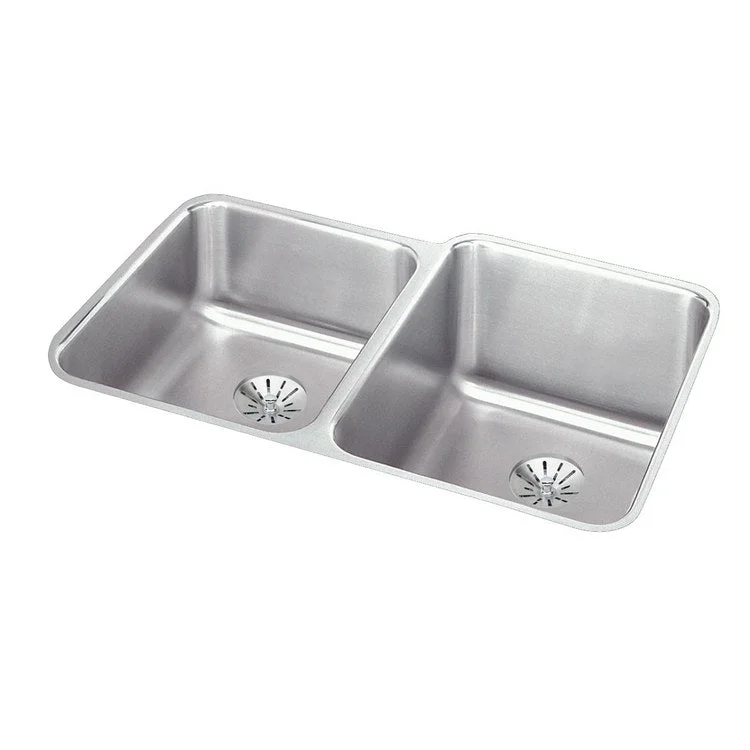 Kitchen Sink Lustertone Classic 31.25 x 20.5 Inch Double Bowl Offset with Perfect Drain Lustertone Undermount