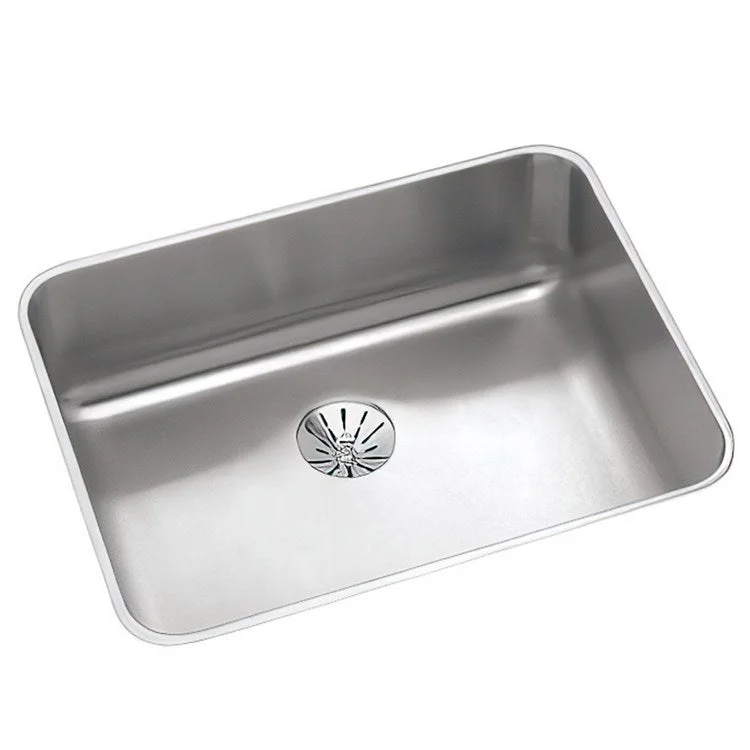 Kitchen Sink Lustertone Classic 23.5 x 18.25 Inch Single Bowl with Perfect Drain ADA Lustertone Undermount Rectangle Drain Location Rear Center Depth 5-7/8 Inch Bottom Only Pads