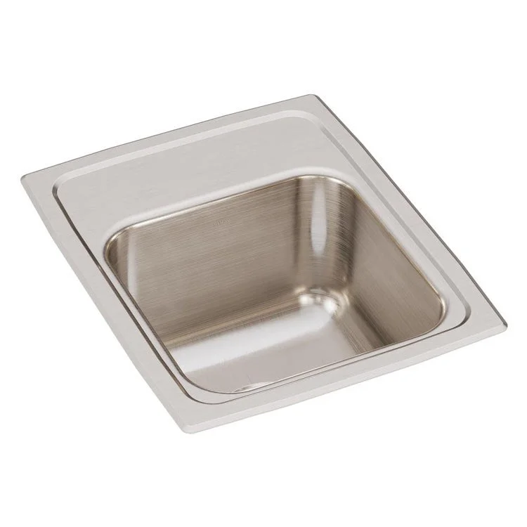 Kitchen Sink Lustertone Classic 13 x 16 Inch Single Bowl Lustrous Satin Drop-In Drain Location Center Bottom Only Pads