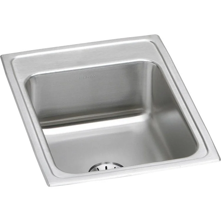 Kitchen Sink Lustertone Classic 17 x 22 Inch Single Bowl with Perfect Drain Lustrous Satin Drop-In Stainless Steel Drain Location Center Bottom Only Pads