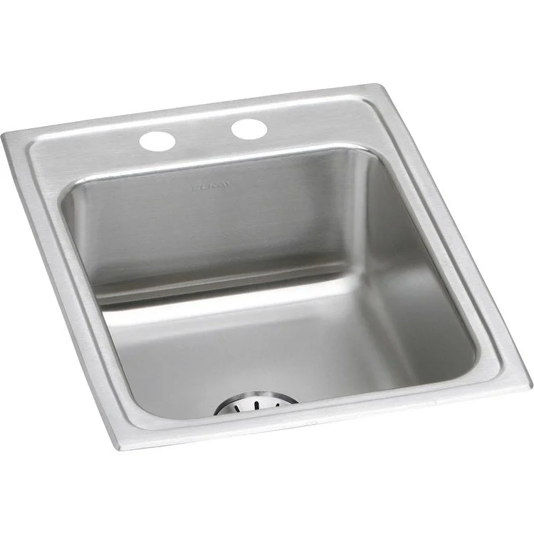 Kitchen Sink Lustertone Classic 17 x 22 Inch Single Bowl with Perfect Drain 2 Hole Lustrous Satin Drop-In Stainless Steel Drain Location Center Bottom Only Pads