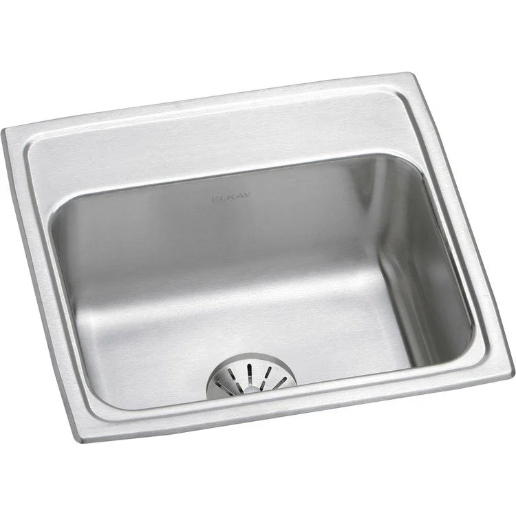 Kitchen Sink Lustertone Classic 19.5 x 19 Inch Single Bowl with Perfect Drain Lustrous Satin Drop-In Stainless Steel Drain Location Center Bottom Only Pads