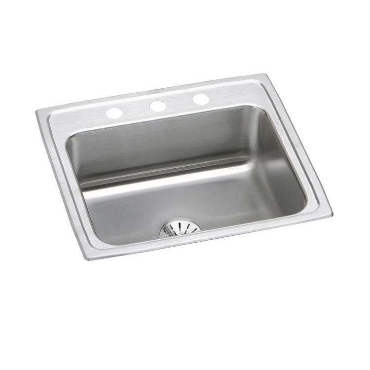 Kitchen Sink Lustertone Classic 22 x 19.5 Inch Single Bowl with Perfect Drain Lustrous Satin Drop-In Stainless Steel Drain Location Center Bottom Only Pads