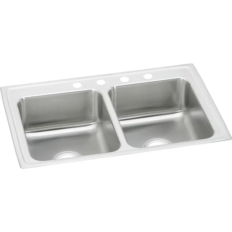 Lustertone Classic 43" Equal Double Bowl Stainless Steel Drop-In Kitchen Sink with 3 Holes